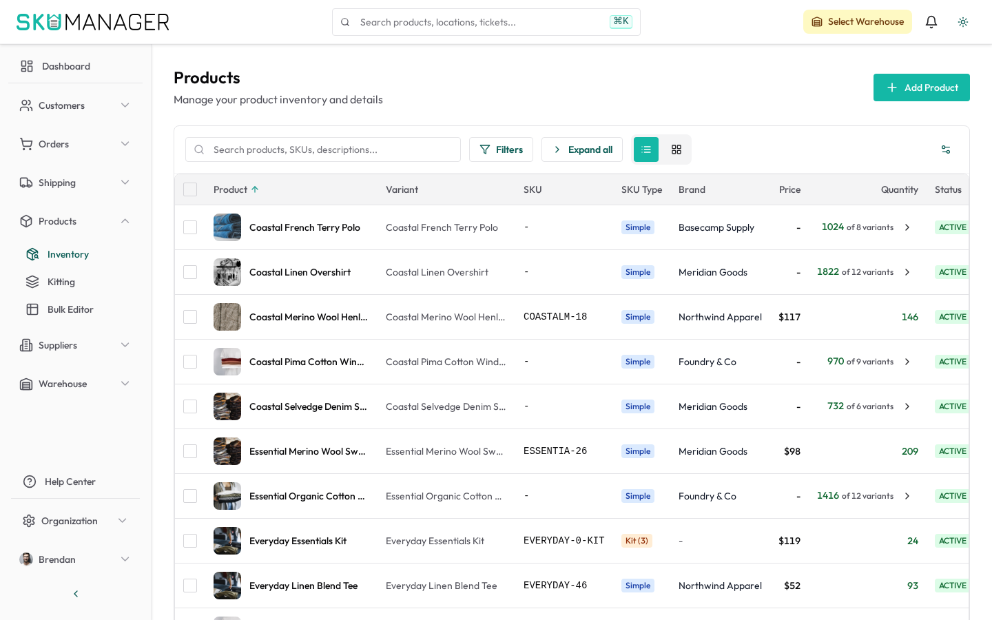 The product catalog your imports populate